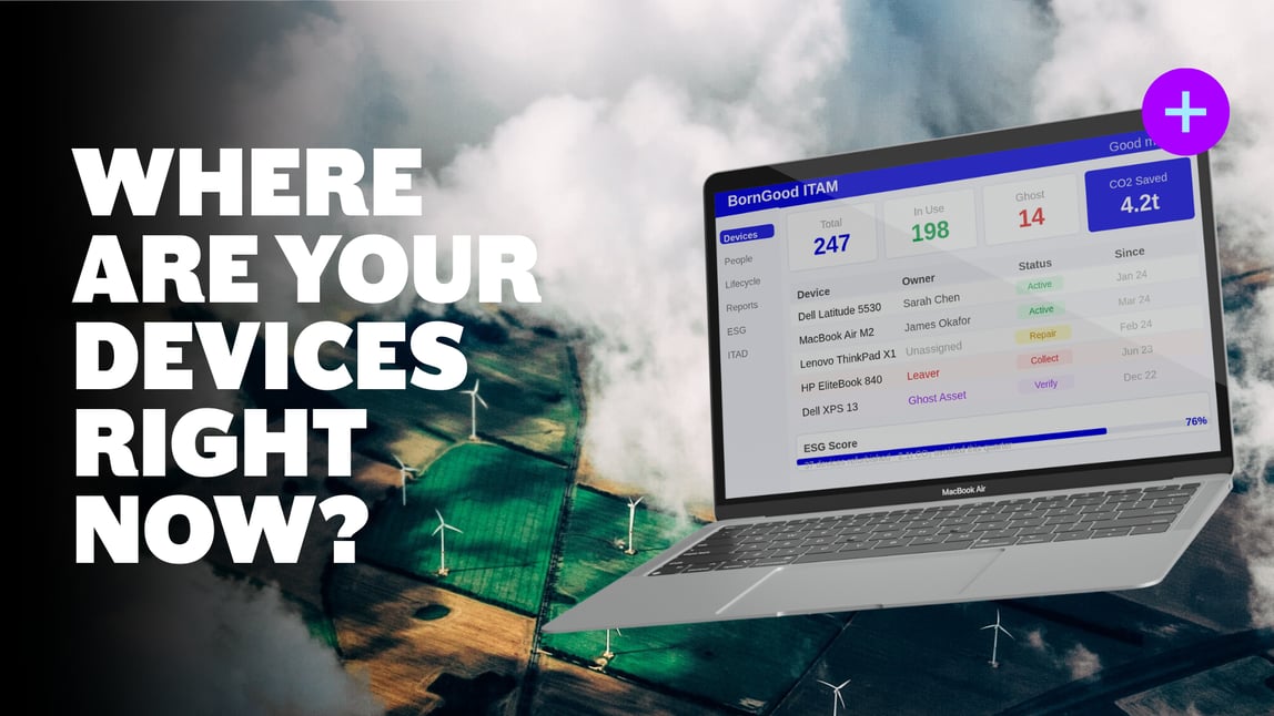 BornGood ITAM dashboard showing device estate management and IT inventory tracking